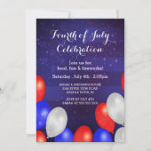 モダンな星は及び7月の招待状の第4を縞で飾ります 招待状 (正面)