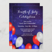 モダンな星は及び7月の招待状の第4を縞で飾ります 招待状 (正面/裏面)