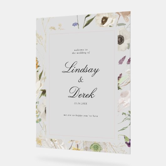 モダンな春のウェディング ウェルカム アクリルサイン (傾斜)