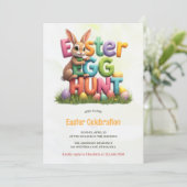 モダンな春のウサギのイースターエッグハントパーティー 招待状 (スタンド正面)