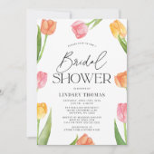 モダンな春のチューリップ ブライダルシャワー 招待状 (正面)