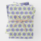 モダンな春のライラック紫の花の花柄 ラッピングペーパーシート (インサイチュ)