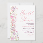 モダンな春のワイルドフラワーのブライズシャワー 招待状 (正面)