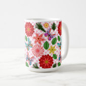 モダンな春の庭の蝶の花のデザイン コーヒーマグカップ (正面右)