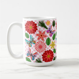 モダンな春の庭の蝶の花のデザイン コーヒーマグカップ