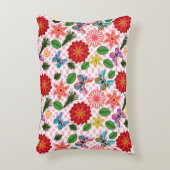 モダンな春の庭の蝶の花柄 アクセントクッション (正面(垂直))