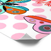 モダンな春の庭の蝶の花  ポスター (角)