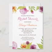 モダンな春の花を飾ったウェディング ブライダルシャワー 招待状 (正面)