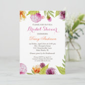 モダンな春の花を飾ったウェディング ブライダルシャワー 招待状 (スタンド正面)