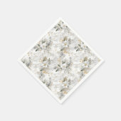 モダンな春の花を飾った大理石のウェディングシャワー スタンダードカクテルナプキン (角)