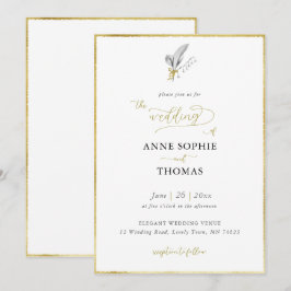 モダンな春の谷のユリのゴールドの弓の結婚式 招待状