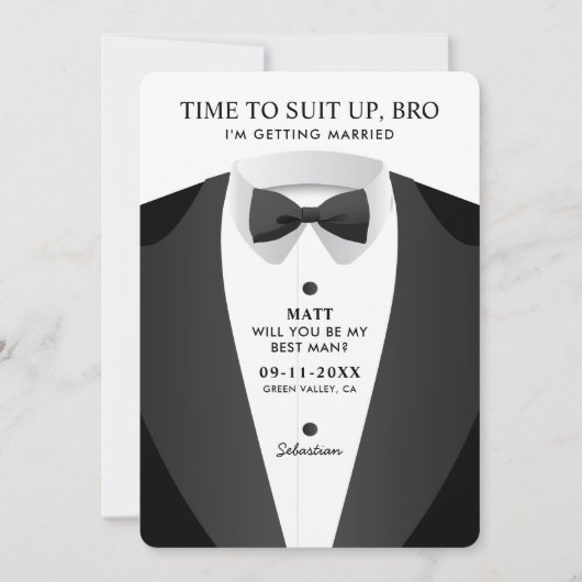 モダンな時代にスーツを着こなせ、ブラザー、ベストマン 招待状 (正面)