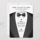 モダンな時代にスーツアップしよう、ブラザー、結婚式の仲人 招待状 (正面)