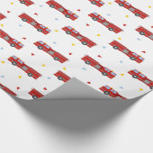 モダンな普通消防車のパーティーパターン ラッピングペーパー (角)