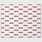 モダンな普通消防車のパーティーパターン ラッピングペーパー (フラット)