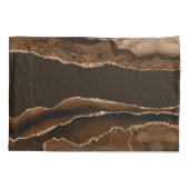 モダンな暖かい色合いの茶色と金の瑪瑙 枕カバー (裏面)