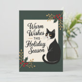 モダンな暖かい願いを込めた猫のクリスマスホリデー フラットカード シーズンカード (スタンド正面)
