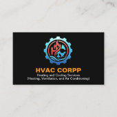 モダンな暖房＆冷房ロゴサービス、ブラックHVAC 名刺 (正面)