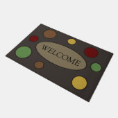 モダンな暖色の円形がお出迎え ドアマット (アングル)