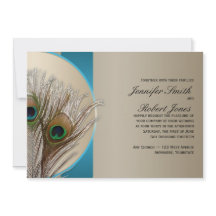 モダンな暗灰色の水の孔雀の結婚式招待状