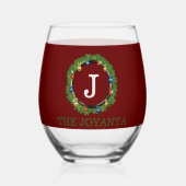 モダンな暗赤灰色のモノグラム ステムなしワイングラス (裏面)