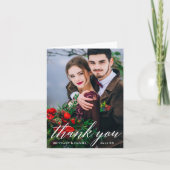 モダンな書道の結婚式の写真Wのノートは感謝していしています カード (正面)