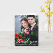 モダンな書道の結婚式の写真Wのノートは感謝していしています カード (黄色い花)