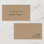 モダンな書道-単に右のクラフト紙 名刺 (正面/裏面)