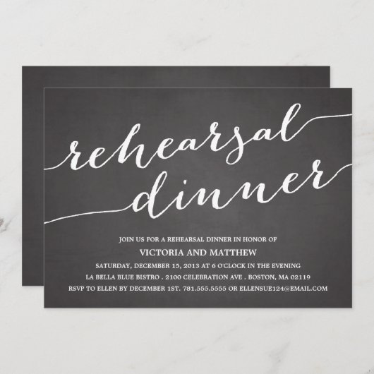 モダンな書道%PIPE%のリハーサルの夕食の招待状 招待状 (正面/裏面)
