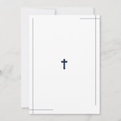 モダンな最初に濃紺及び白の聖餐式 サンキューカード (裏面)