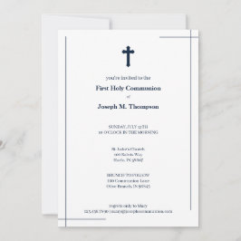 モダンな最初に濃紺及び白の聖餐式 サンキューカード