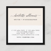 モダンな最小主義のきれいでエレガントな書道は参照します スクエア名刺 (裏面)