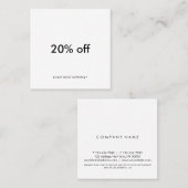 モダンな最小主義のきれいなタイポグラフィのレイアウトの割引 スクエア名刺 (正面/裏面)