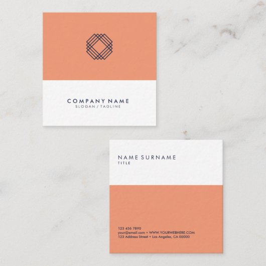 モダンな最小主義のきれいなレイアウトのタイポグラフィのロゴ スクエア名刺 (正面/裏面)