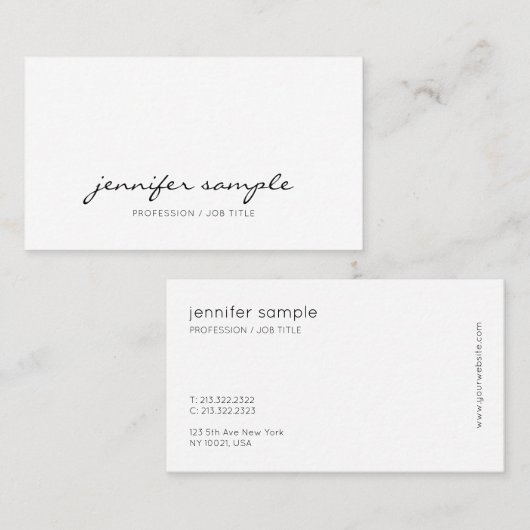 モダンな最小主義のエレガントでシンプルな筆記体 名刺 (正面/裏面)