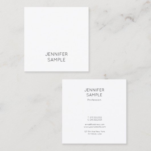 モダンな最小主義のエレガントなテンプレートの贅沢のシンプル スクエア名刺 (正面/裏面)