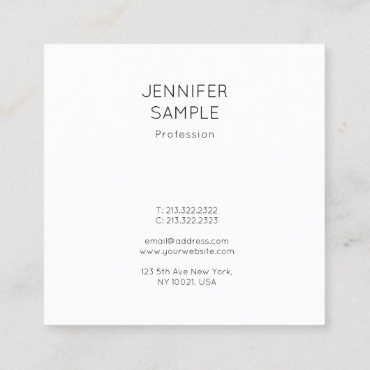 モダンな最小主義のエレガントなテンプレートの贅沢のシンプル スクエア名刺 (裏面)