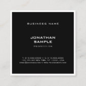 モダンな最小主義のエレガントな白黒の上のテンプレート スクエア名刺 (裏面)