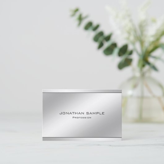 モダンな最小主義のエレガントな銀製のプロフェッショナル 名刺 (スタンド正面)