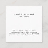 モダンな最小主義のシックでエレガントな葉の白及び灰色 スクエア名刺 (裏面)