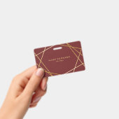 モダンな最小主義のシックで幾何学的な金ゴールドバーガンディ バッジ (手持ち)