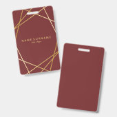 モダンな最小主義のシックで幾何学的な金ゴールドバーガンディ バッジ (正面＆裏面)