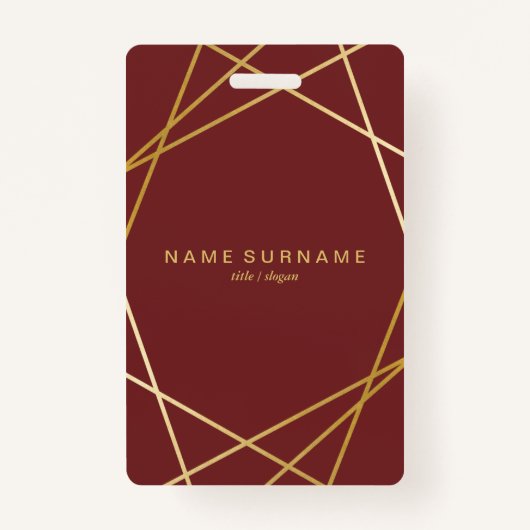 モダンな最小主義のシックで幾何学的な金ゴールドバーガンディ バッジ (正面)