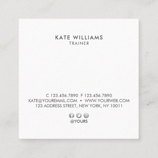 モダンな最小主義のシックなすみれ色の勾配の金ゴールドの贅沢 スクエア名刺 (裏面)