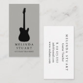 モダンな最小主義のシックなミュージシャンのギターの先生 名刺 (正面/裏面)