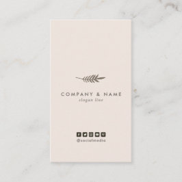 モダンな最小主義のシックな葉のパステル調のブラウンの垂直 名刺