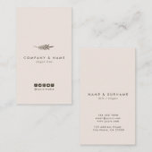 モダンな最小主義のシックな葉のパステル調のブラウンの垂直 名刺 (正面/裏面)