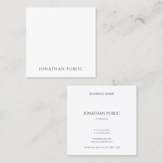 モダンな最小主義のデザインのエレガントなテンプレートのトレンディー スクエア名刺 (正面/裏面)