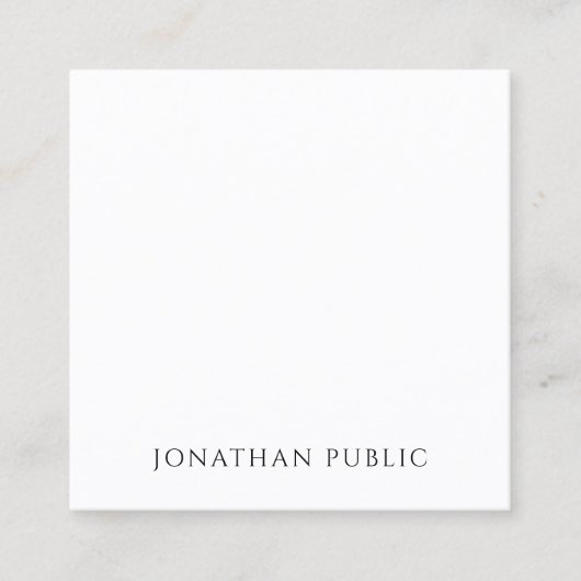 モダンな最小主義のデザインのエレガントなテンプレートのトレンディー スクエア名刺 (正面)