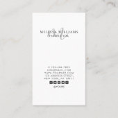 モダンな最小主義のモノグラムのきれいな灰色の垂直 名刺 (裏面)